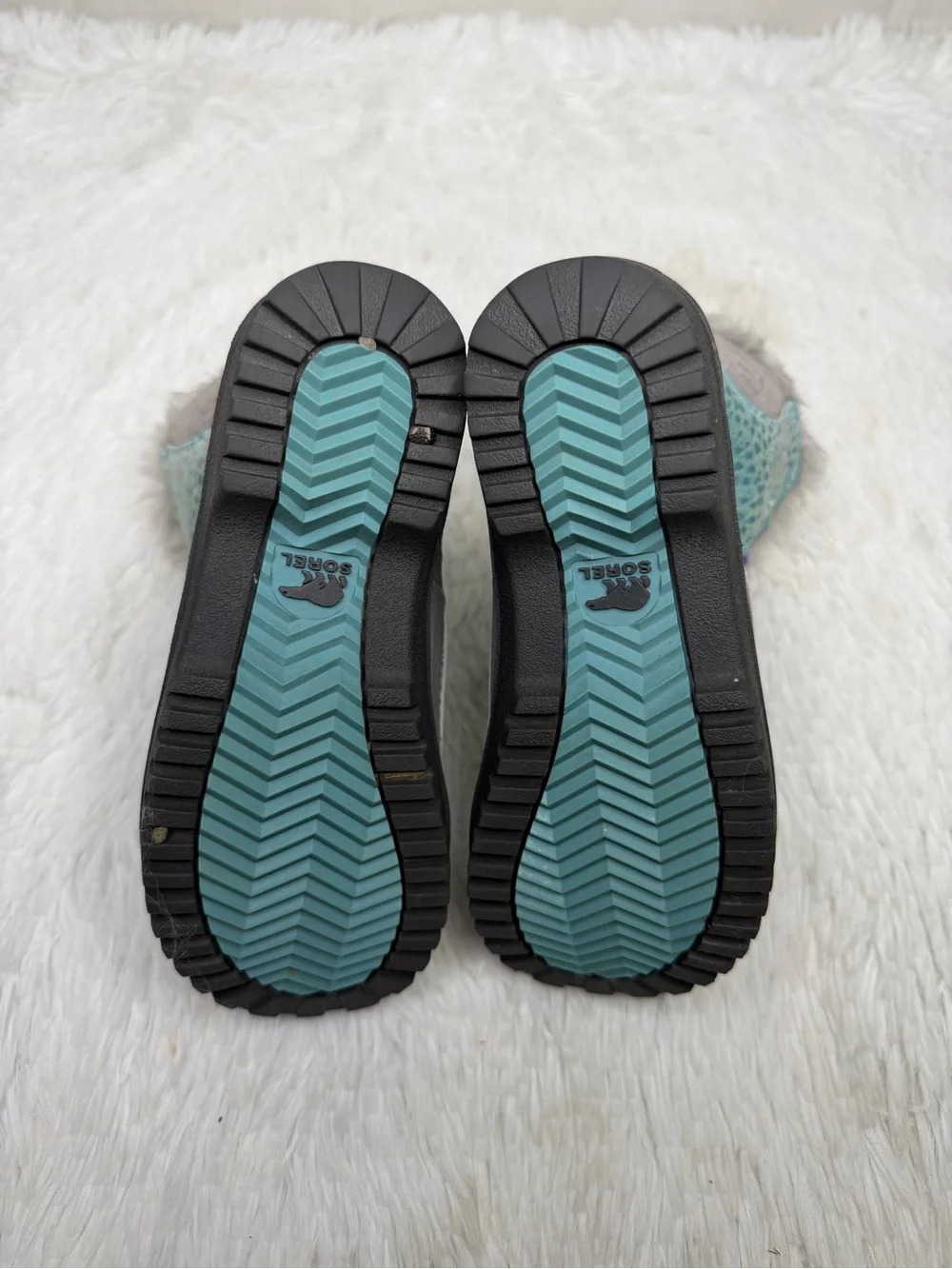 SOREL / NC1878 blue sparkle fur lined winter snow boots / 12 (toddler girl)